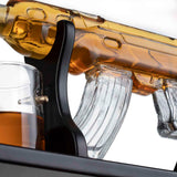 (UAE ONLY) Gun Large Decanter Set Bullet Glasses - Limited Edition Elegant Rifle Gun Whiskey Decanter 22.5" 1000ml With 4 Bullet Whiskey Glasses and Mohogany Wooden Base By The Wine Savant