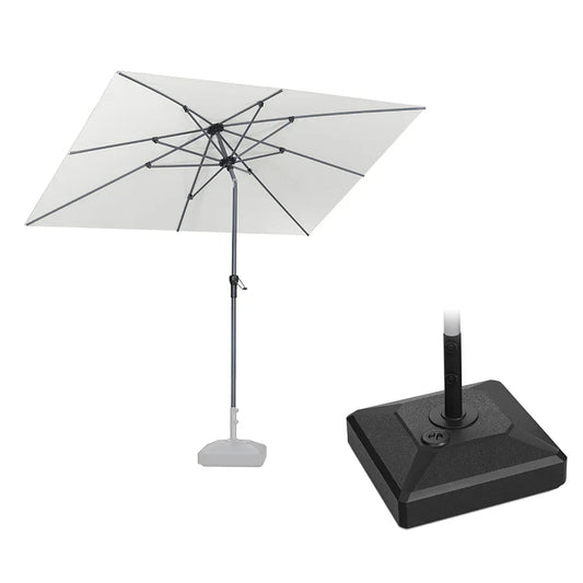 PURPLE LEAF Crank and Tilt Rectangular Outdoor Patio Market Umbrella with Base
