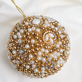 4" Gold Pearl Ball Ornament Set Of 6