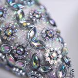 6" Silver Beaded Drop Ornament Set Of 6