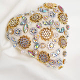 4" Ivory Jeweled Heart Ornament Set Of 6