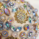 4" Ivory Multi Jeweled Ball Ornament Set Of 6