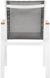 Nizuc - Outdoor Patio Dining Arm Chair With White Frame And Natural Arms (Set of 2)