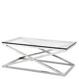 Coffee Table Criss Cross Polished stainless steel | clear glass