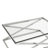Coffee Table Criss Cross Polished stainless steel | clear glass