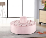 Banquet Contemporary Round Ottoman/Bench - Chic Velvet Accent for Stylish Seating & Relaxation