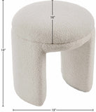 Bowen Faux Shearling Teddy Fabric Upholstered Stool