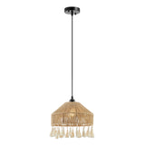 Iron and Ropes 1 Light 13" Diam Pendant // Black and Beige