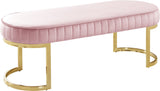 Lemar Luxe Velvet Bench with Gold Base – Plush Seating for Contemporary Style in Any Space