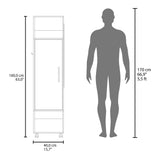 TUHOME Cluster 63-Inch Tall One-Door Wardrobe Cabinet with Mirror, Hanging Rod, Three Storage Shelves, Casters and Side Hooks, Freestanding Armoire Organizer for Bedroom, Laundry Room or Closet Clothes Storage