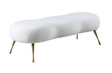 Nube Faux Sheepskin Fur Glam Bench with Gold Legs - Luxurious Contemporary Seating for Any Room