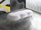 Nube Faux Sheepskin Fur Glam Bench with Gold Legs - Luxurious Contemporary Seating for Any Room