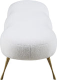 Nube Faux Sheepskin Fur Glam Bench with Gold Legs - Luxurious Contemporary Seating for Any Room