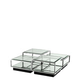 Coffee Table Tortona set of 4 Polished stainless steel | bevelled glass