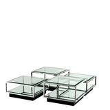 Coffee Table Tortona set of 4 Polished stainless steel | bevelled glass