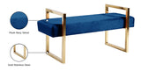 Olivia Luxurious Velvet Bench with Gold Stainless Steel Legs – Elegant Contemporary Seating Piece