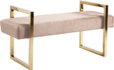 Olivia Luxurious Velvet Bench with Gold Stainless Steel Legs – Elegant Contemporary Seating Piece