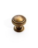 DESIGN1128 Mushroom Knobs for Rustic Shaker Cabinets | 1.3" Diameter, Antique Brass