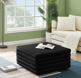 Lorenzo Contemporary Ottoman: Luxurious Velvet, Deep Channel Tufting, Versatile Coffee Table Design