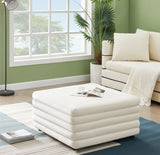 Lorenzo Contemporary Ottoman: Luxurious Velvet, Deep Channel Tufting, Versatile Coffee Table Design