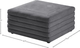 Lorenzo Contemporary Ottoman: Luxurious Velvet, Deep Channel Tufting, Versatile Coffee Table Design