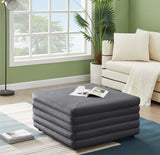 Lorenzo Contemporary Ottoman: Luxurious Velvet, Deep Channel Tufting, Versatile Coffee Table Design