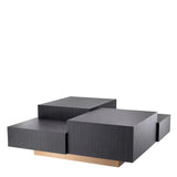 Coffee Table Nerone Charcoal grey oak veneer | brushed brass finish