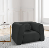 Abbington Contemporary Boucle Fabric Chair with Ball Pillow – Elevate Your Living Space Style!