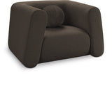 Abbington Contemporary Boucle Fabric Chair with Ball Pillow – Elevate Your Living Space Style!
