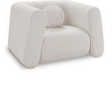 Abbington Contemporary Boucle Fabric Chair with Ball Pillow – Elevate Your Living Space Style!