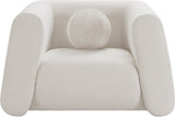 Abbington Contemporary Boucle Fabric Chair with Ball Pillow – Elevate Your Living Space Style!