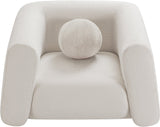Abbington Contemporary Boucle Fabric Chair with Ball Pillow – Elevate Your Living Space Style!