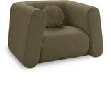 Abbington Contemporary Boucle Fabric Chair with Ball Pillow – Elevate Your Living Space Style!