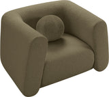 Abbington Contemporary Boucle Fabric Chair with Ball Pillow – Elevate Your Living Space Style!