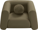 Abbington Contemporary Boucle Fabric Chair with Ball Pillow – Elevate Your Living Space Style!