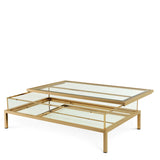 Coffee Table Harvey rectangular Brushed brass finish | clear glass | mirror glass