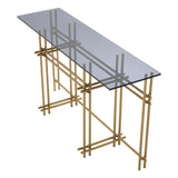 Console Table Quinn
Brushed brass finish | smoke glass