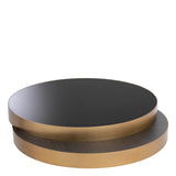 Coffee Table Griffith Brushed brass finish | black glass | charcoal grey oak veneer