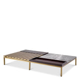 Coffee Table Forma Brushed brass finish | grey marble | brown oak veneer