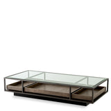 Coffee Table Roxton Bronze finish | clear glass | grey veneer