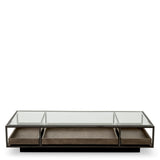 Coffee Table Roxton Bronze finish | clear glass | grey veneer