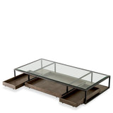 Coffee Table Roxton Bronze finish | clear glass | grey veneer