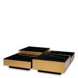Coffee Table Esposito set of 4 Brushed brass finish | honed black marble | black base