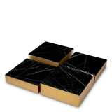 Coffee Table Esposito set of 4 Brushed brass finish | honed black marble | black base