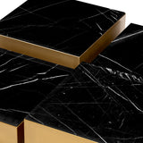 Coffee Table Esposito set of 4 Brushed brass finish | honed black marble | black base