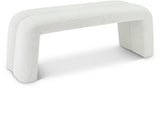 Arc Boucle Fabric Contemporary Bench - Elegant Cream Seating with Deep Tufting for Any Room Decor