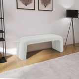Arc Boucle Fabric Contemporary Bench - Elegant Cream Seating with Deep Tufting for Any Room Decor