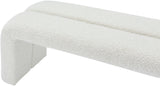 Arc Boucle Fabric Contemporary Bench - Elegant Cream Seating with Deep Tufting for Any Room Decor