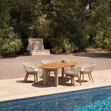 Outdoor Dining Table Free Form
Natural teak top | sand finish legs