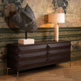 Drawer Dresser Denver
Mocha oak veneer | brushed brass finish legs